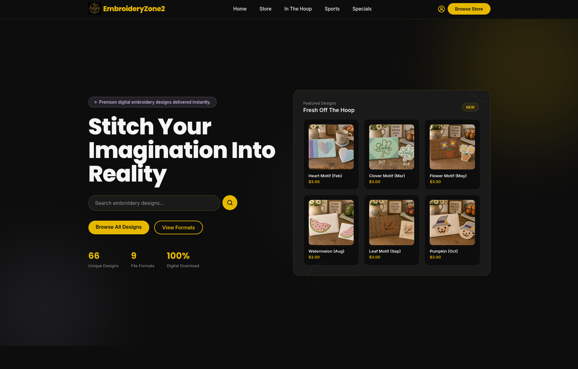 EmbroideryZone2 website, custom web design by Nine By Six