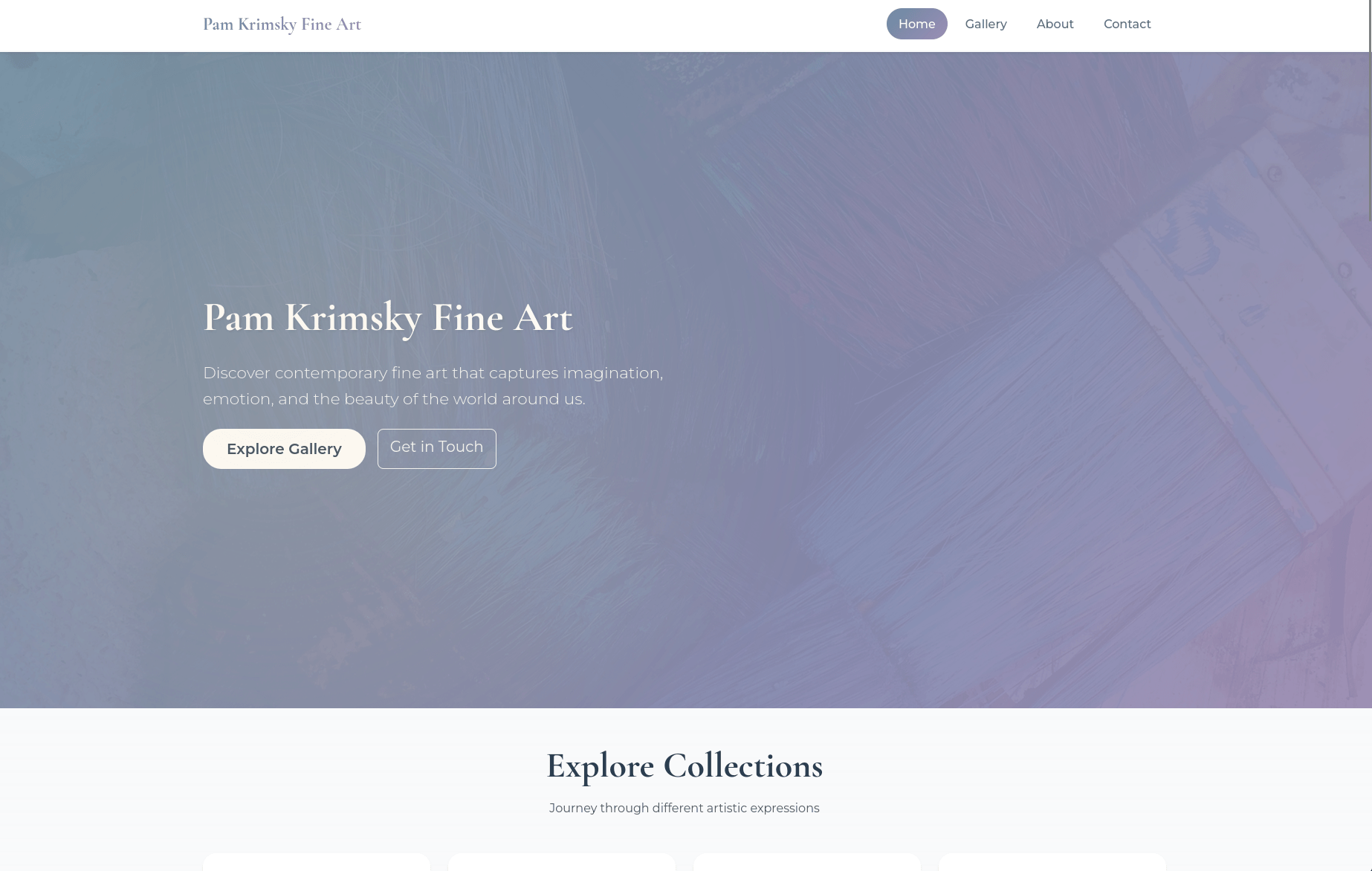 Pam Krimsky Fine Art website — custom web design by Nine By Six